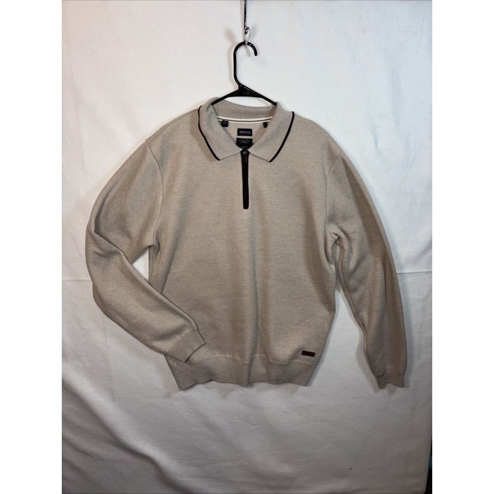 Buffalo David Bitton Pullover Mens XL Beige Quarter Zip Knit Sweater